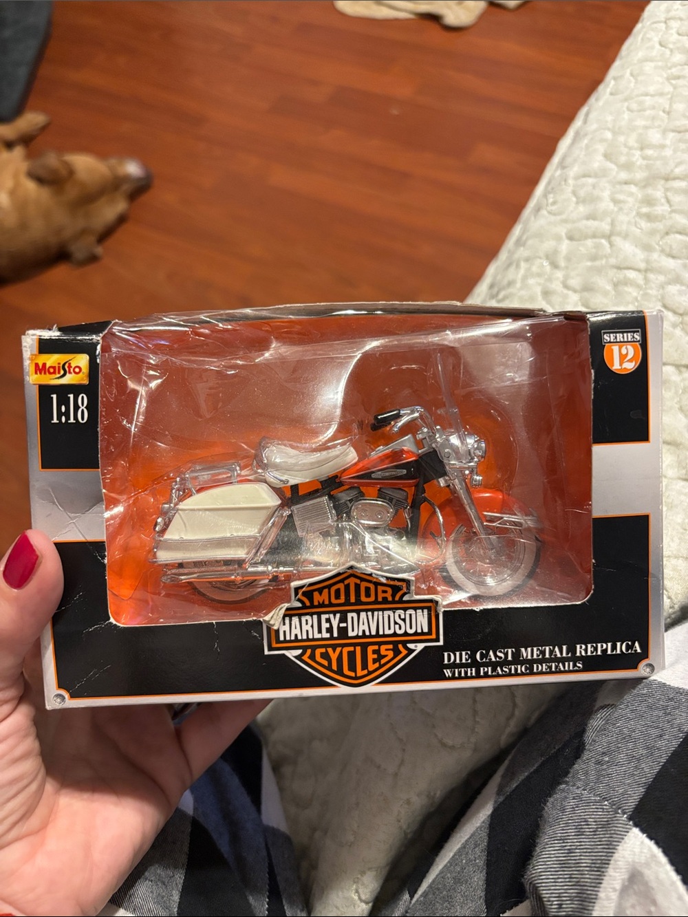 Harley-Davidson Orange & Cream Die-Cast Motorcycle Model
